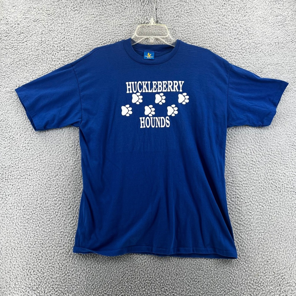 Vintage Huckleberry Hounds Blue Graphic T-Shirt Paw Prints XXL Dog Lover Tee